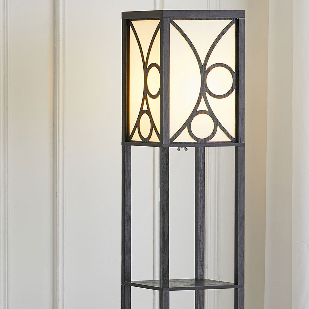 Modern Wooden Floor Lamp Shade & Shelves