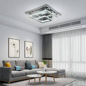 Modern Square Tiered Crystal Ceiling Light