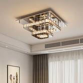 Modern Square Tiered Crystal Ceiling Light