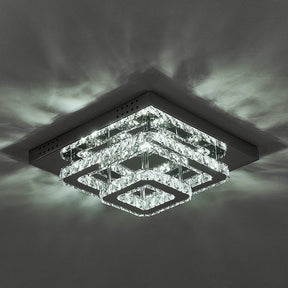 Modern Square Tiered Crystal Ceiling Light