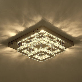 Modern Square Tiered Crystal Ceiling Light