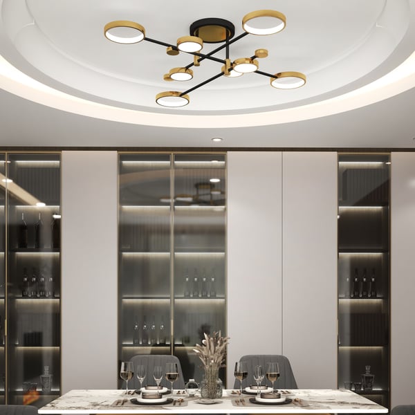 Scandinavian Semi-Flush Mount LED Rings Ceiling Light