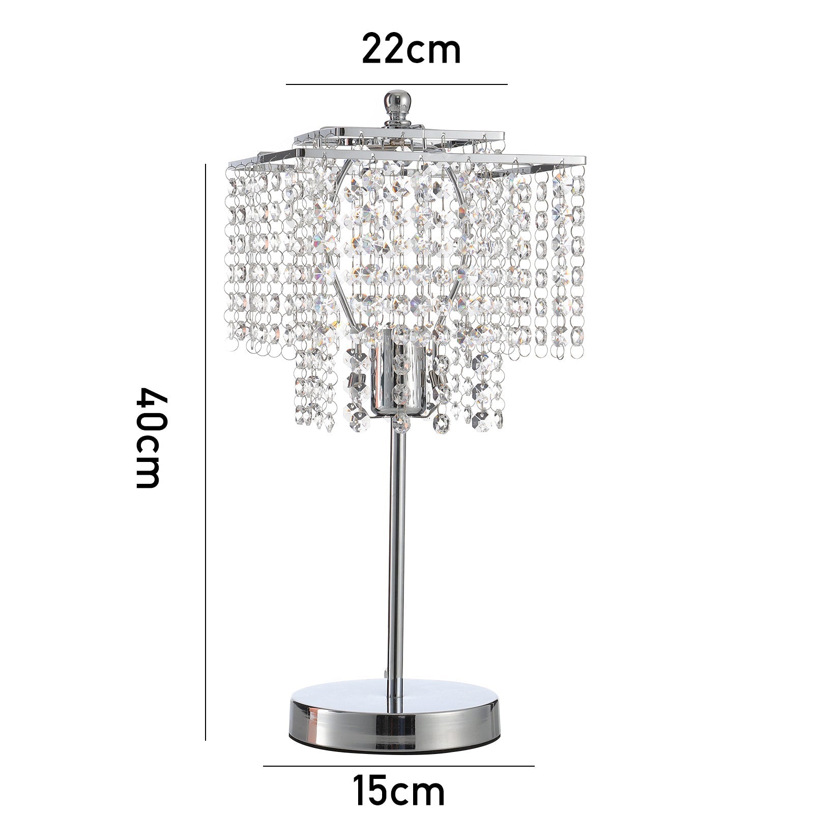 Luxurious Chrome Bedside Lamp With Transparent Crystal Lampshade