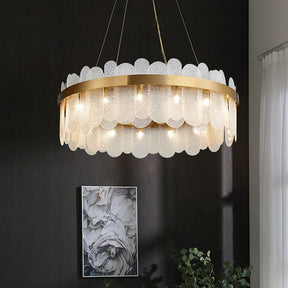 Revel Tiered Glass Sheet Shade Pendant Chandelier