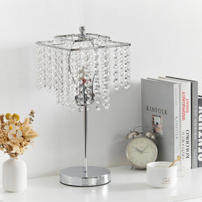 Luxurious Chrome Bedside Lamp With Transparent Crystal Lampshade