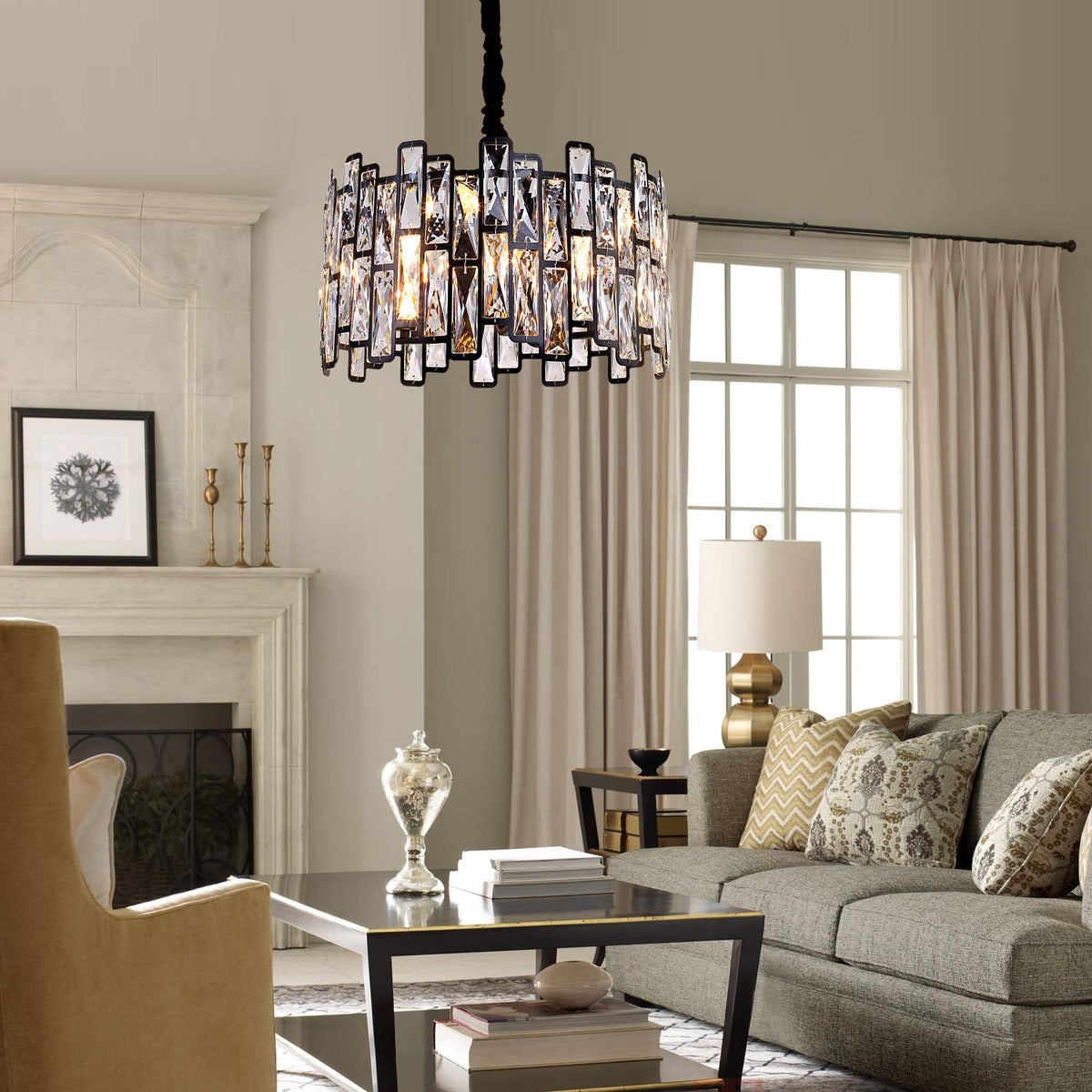 Post-modern Geometric Light Fixture with Adjustable Chain