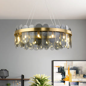 Revel Tiered Glass Sheet Shade Pendant Chandelier