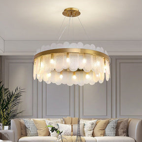 Revel Tiered Glass Sheet Shade Pendant Chandelier