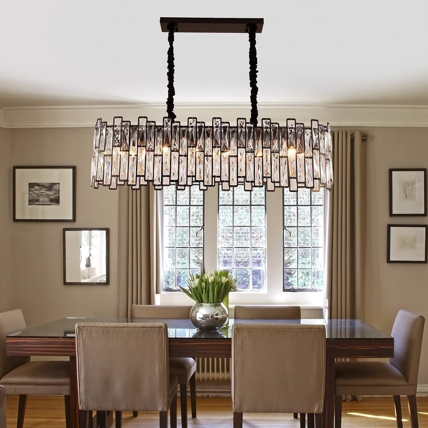 Post-modern Geometric Light Fixture with Adjustable Chain